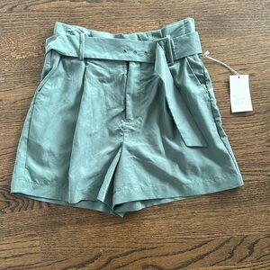 Green high wasted belted shorts size 2